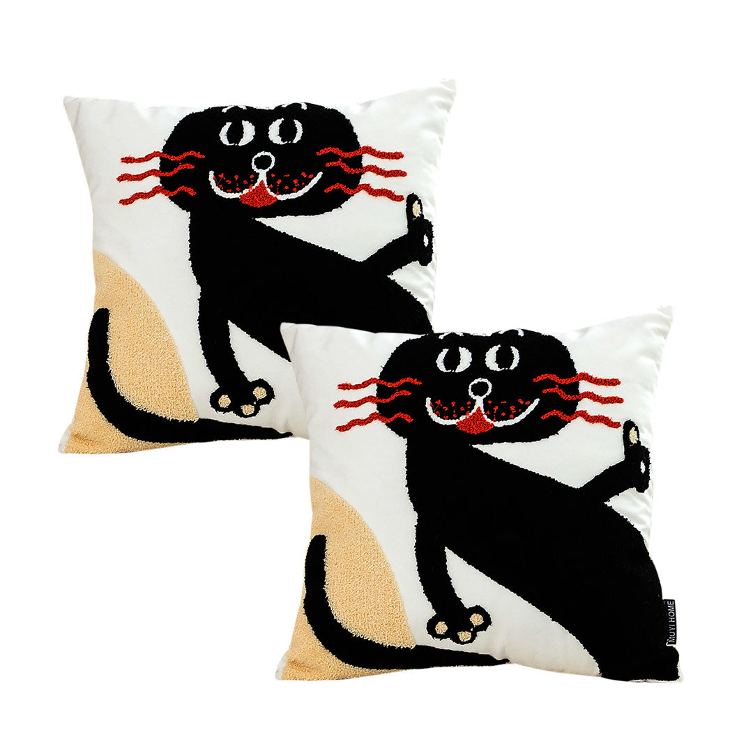 SOGA 2X 45cm Playful Black Cat Silhouette Pillowcase