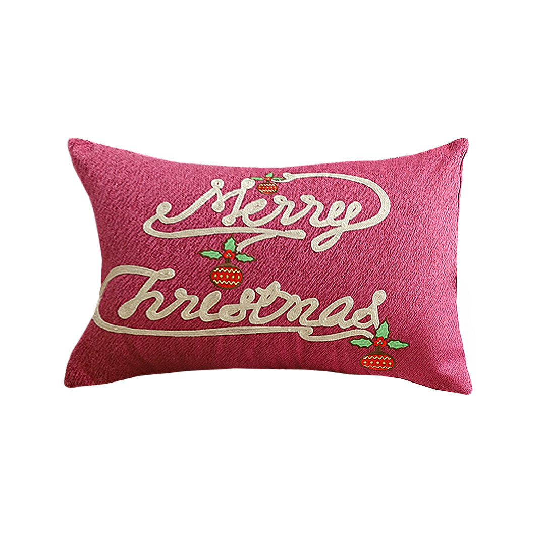 SOGA 40x60cm Elegant "Merry Christmas" Script Pillowcase