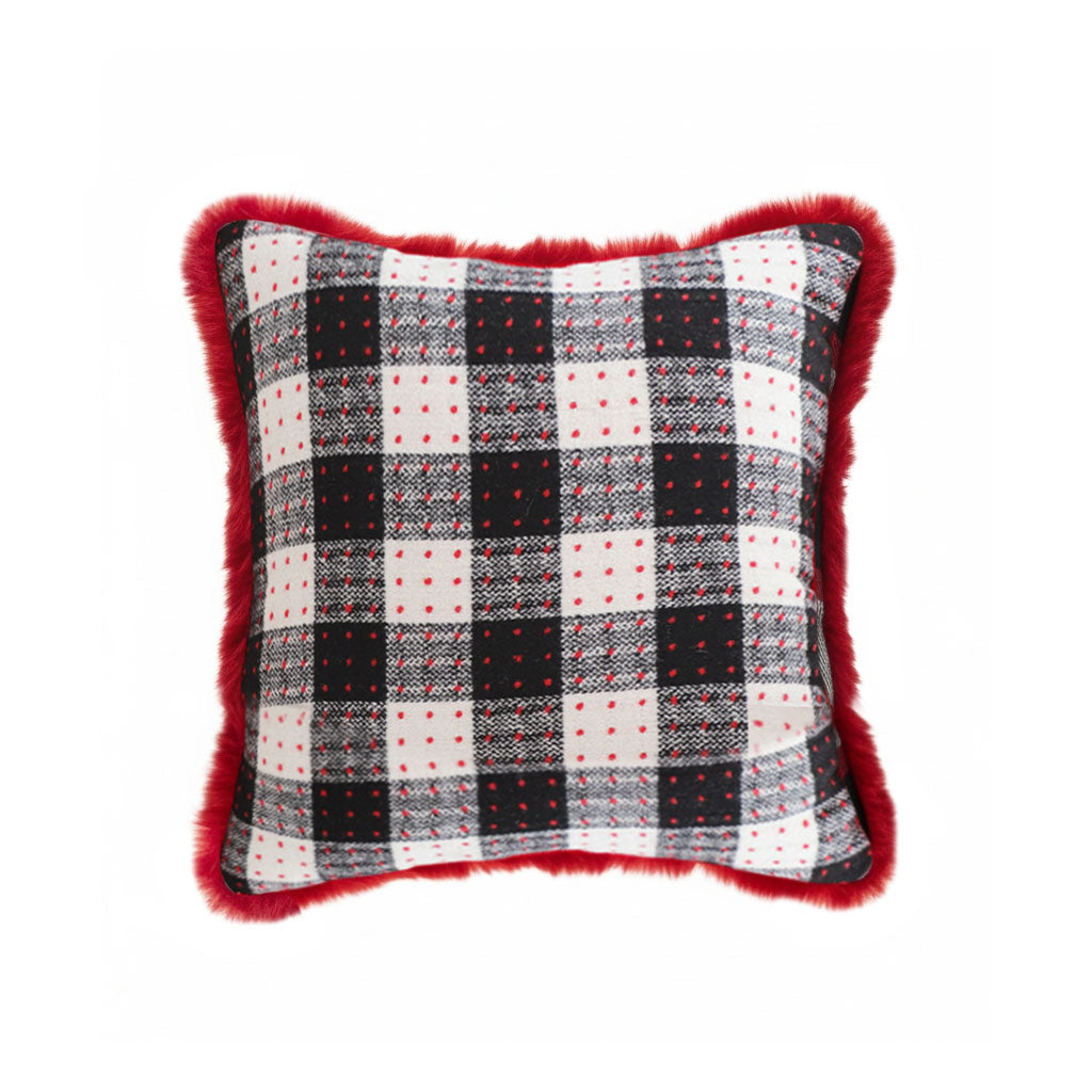 SOGA 45cm CozyFest Square Buffalo Plaid Fleece Pillowcase