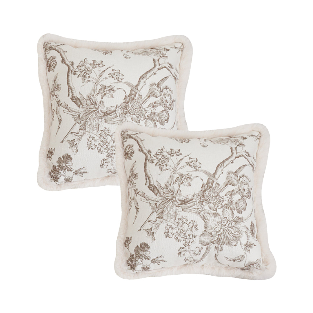 SOGA 2X 45cm Sage Green Botanical Embroidered Pillowcase