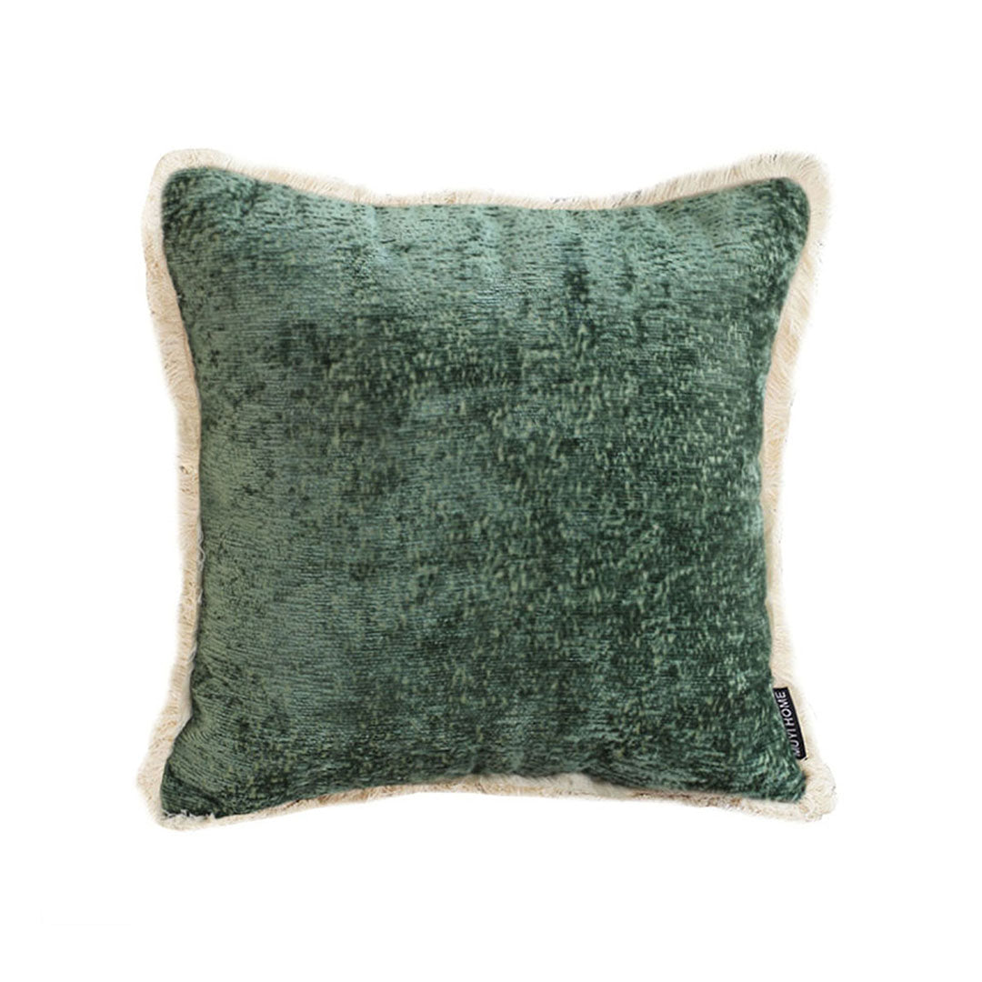 SOGA 45cm Emerald Velvet Fringe Pillowcase