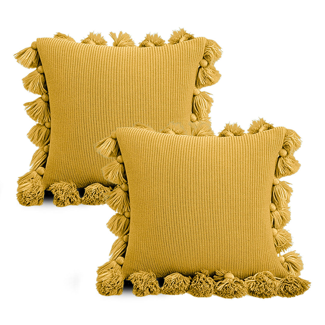 SOGA 2X 45cm Sky Blue Textured Pillowcase with Pom-Pom Trim – Coastal Decorative Cushion Covers