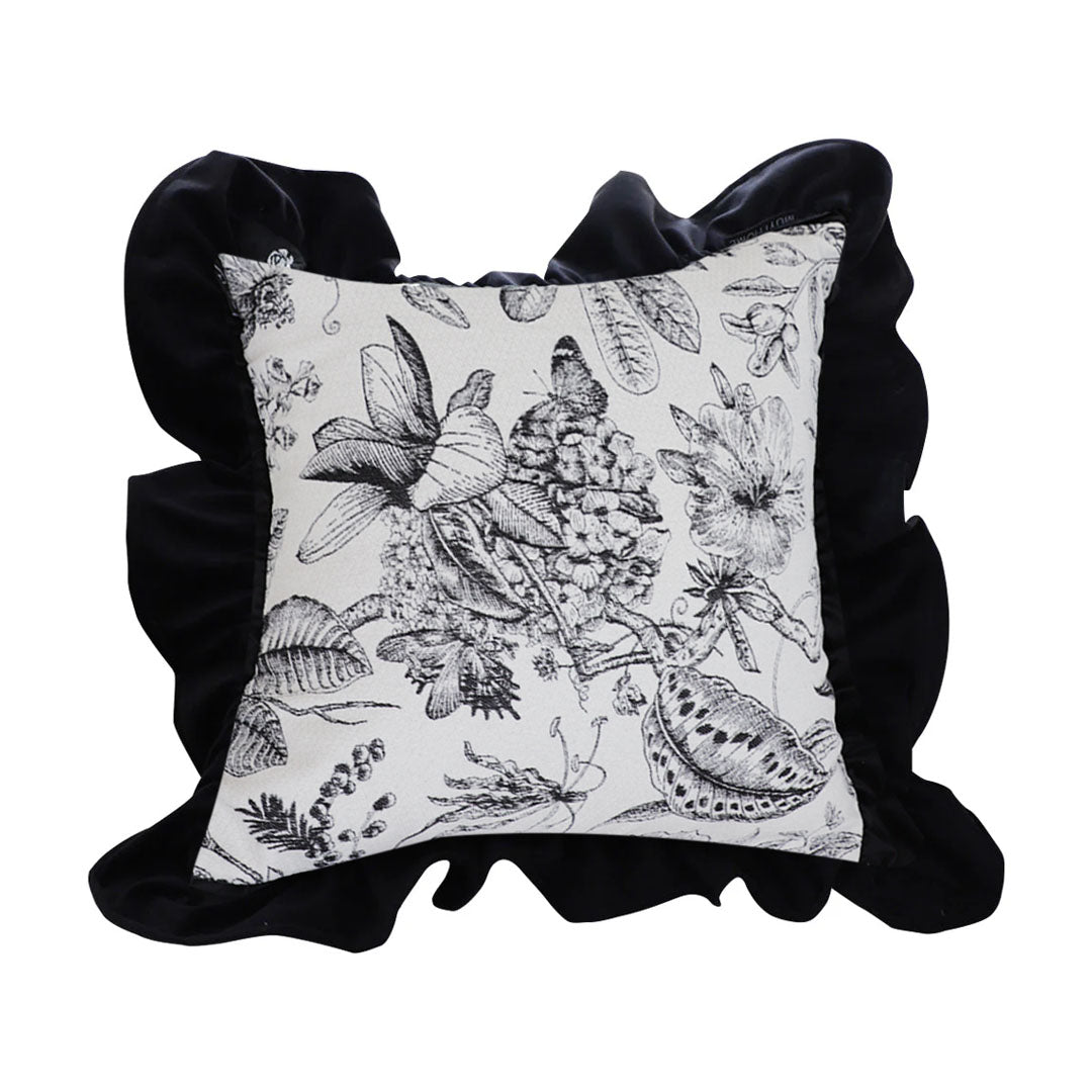 SOGA 45cm Chic Botanical Bliss Black & White Square Pillowcase