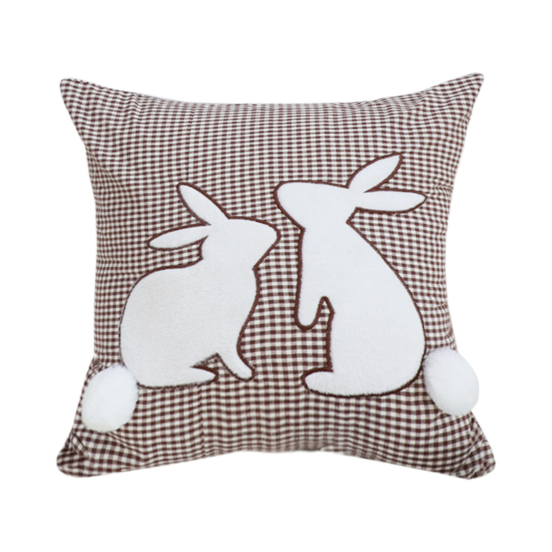 SOGA 45cm Brown Gingham Bunny Pillowcase