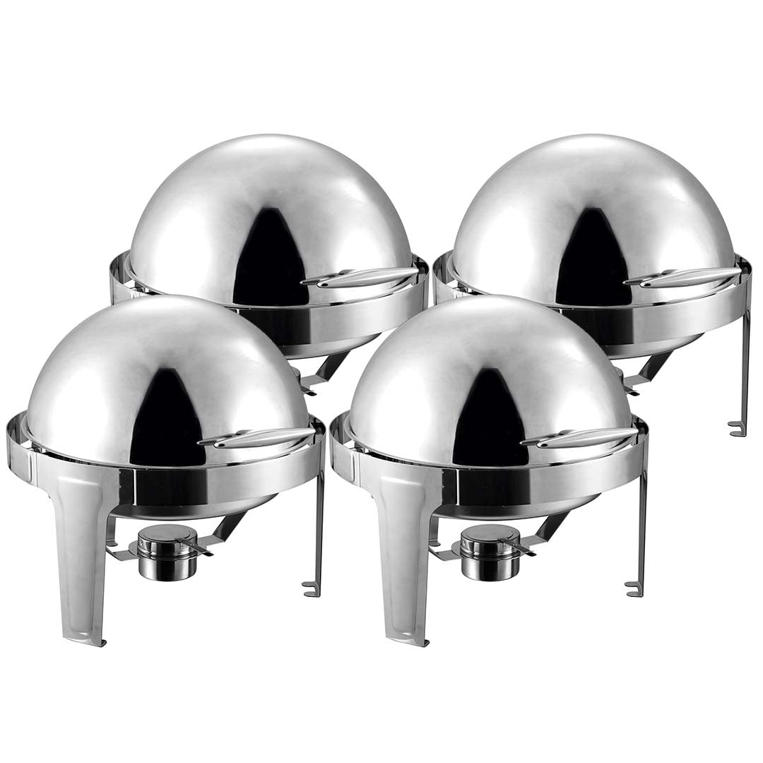 SOGA 4X 6L Stainless Steel Chafing Food Warmer Catering Dish Round Roll Top