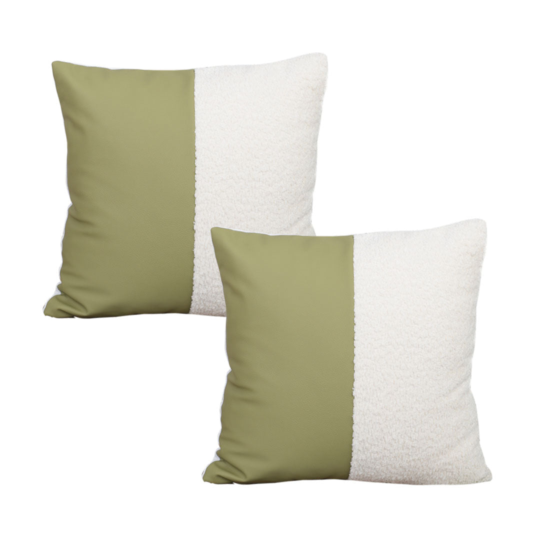 SOGA 2X 45cm Modern Two-Tone Green & Cream Pillowcase