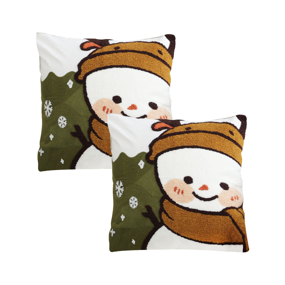 SOGA 2X 45cm Festive Snowman Christmas Decorative Pillowcase