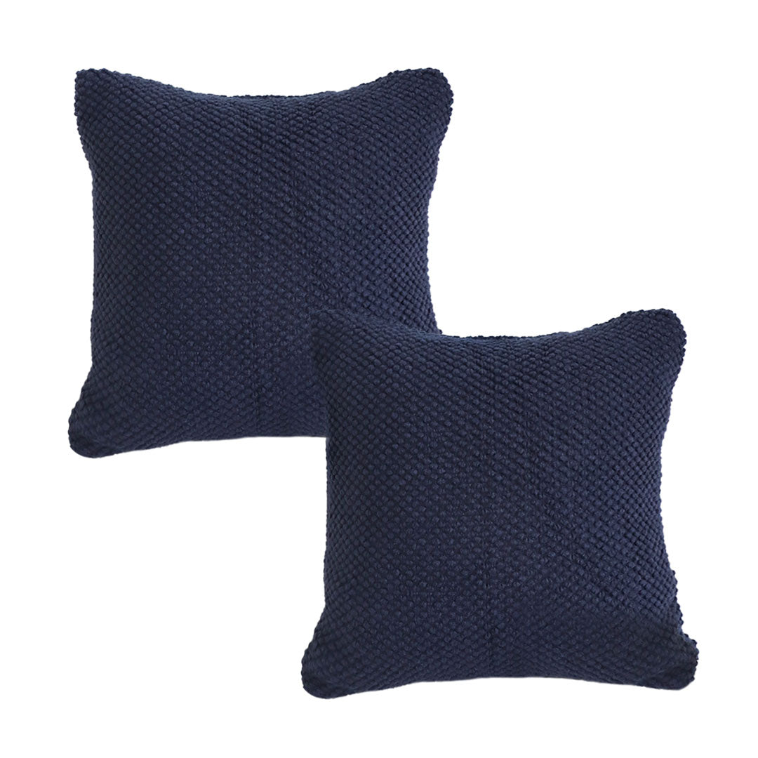 SOGA 2-Pack 45cm Textured Midnight Pillowcases – Modern Woven Cushion Covers for Sofa, Bed & Home Décor