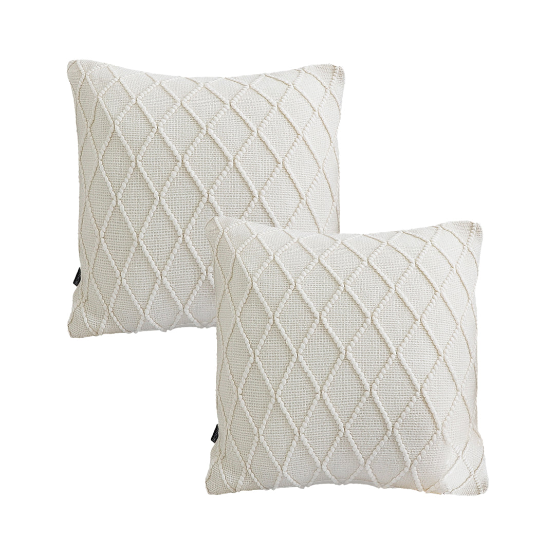 SOGA 2X 45cm Cream Cable Knit Diamond Pattern Pillow Covers – Soft Decorative Cushion Cases for Sofa, Bed & Home Décor