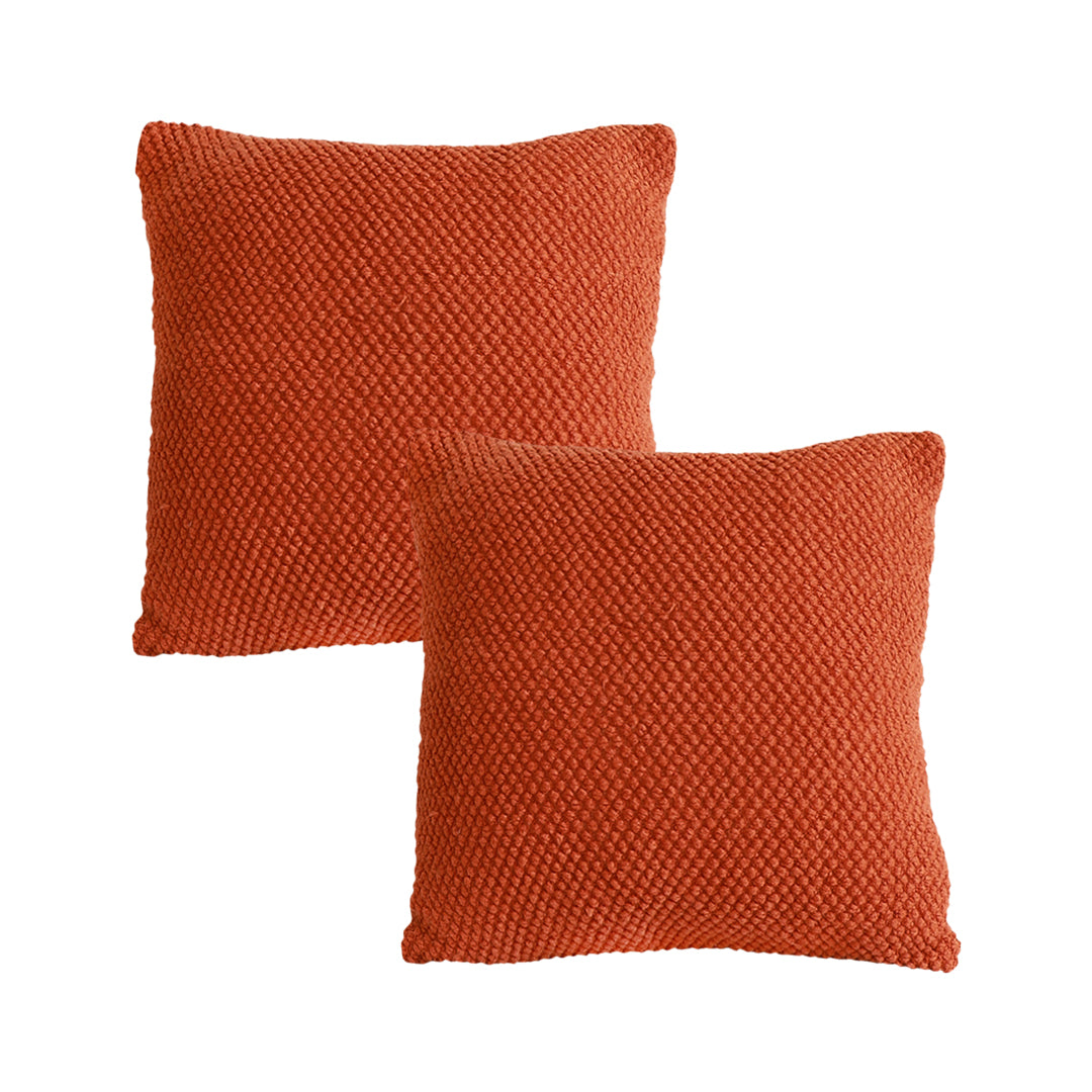 SOGA 2-Pack 45cm Textured Rust Pillowcases – Modern Woven Cushion Covers for Sofa, Bed & Home Décor