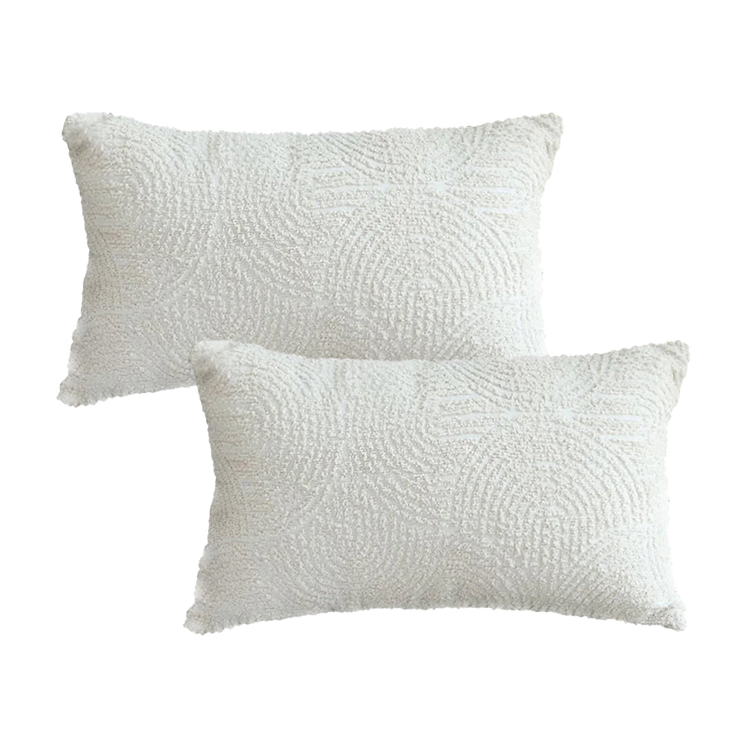 SOGA 2X 30x50cm Embroidered Off-White Lumbar Pillowcase for Modern Home