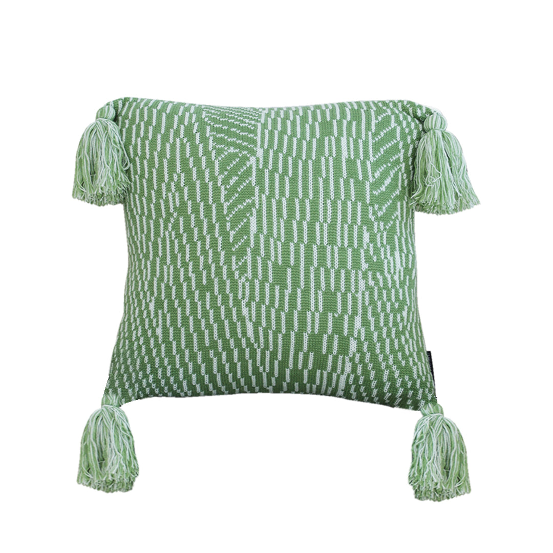 SOGA 45cm Sage Chevron Tassel Pillowcase