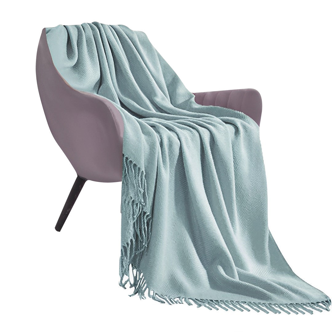 SOGA Acrylic Knitted Throw Blanket – Solid Warm Cozy Woven Cover with Fringes for Couch, Bed, Sofa, Home Decor, Grey