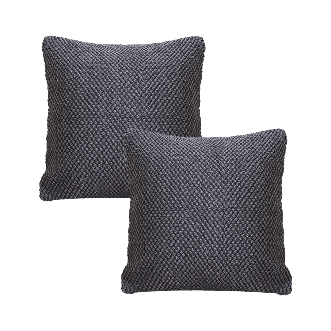 SOGA 2-Pack 45cm Textured Charcoal Pillowcases – Modern Woven Cushion Covers for Sofa, Bed & Home Décor