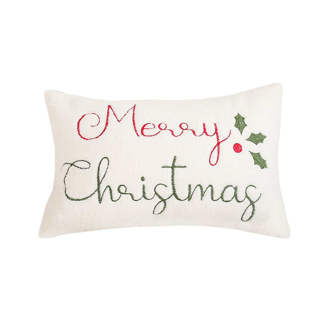 SOGA 45cm Christmas Pine Leaf Lambskin Waist Pillowcase