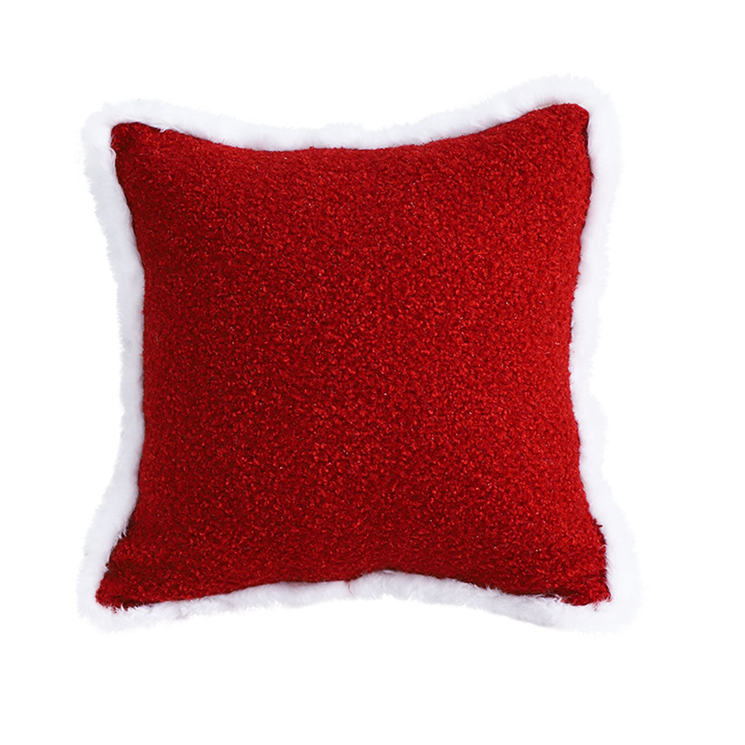SOGA 45cm Plush Crimson Red Square Pillow Cover