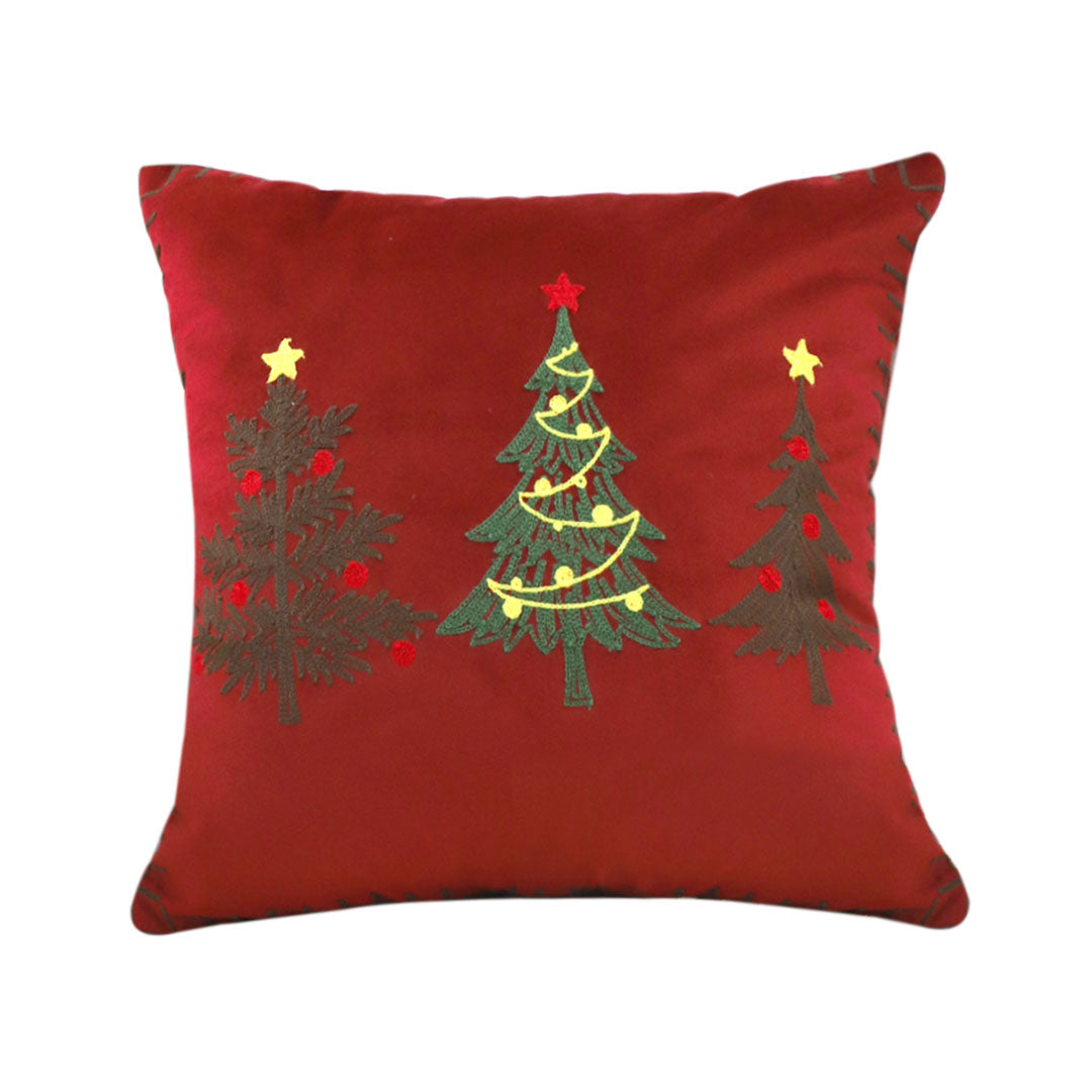 SOGA 45cm Christmas Tree Trio Pillowcase (Red)