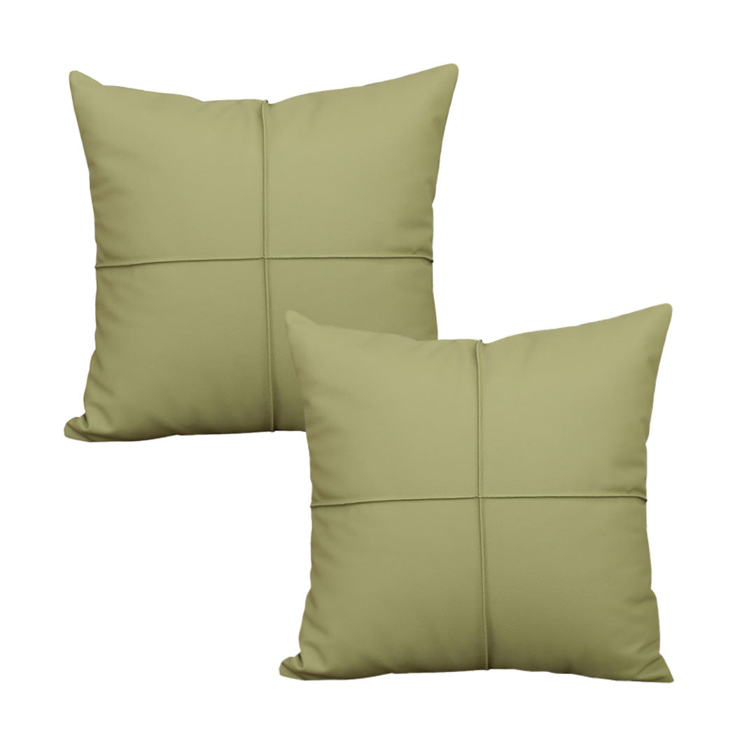 SOGA 2X 45cm Luxurious Olive Green Faux Leather Pillowcase