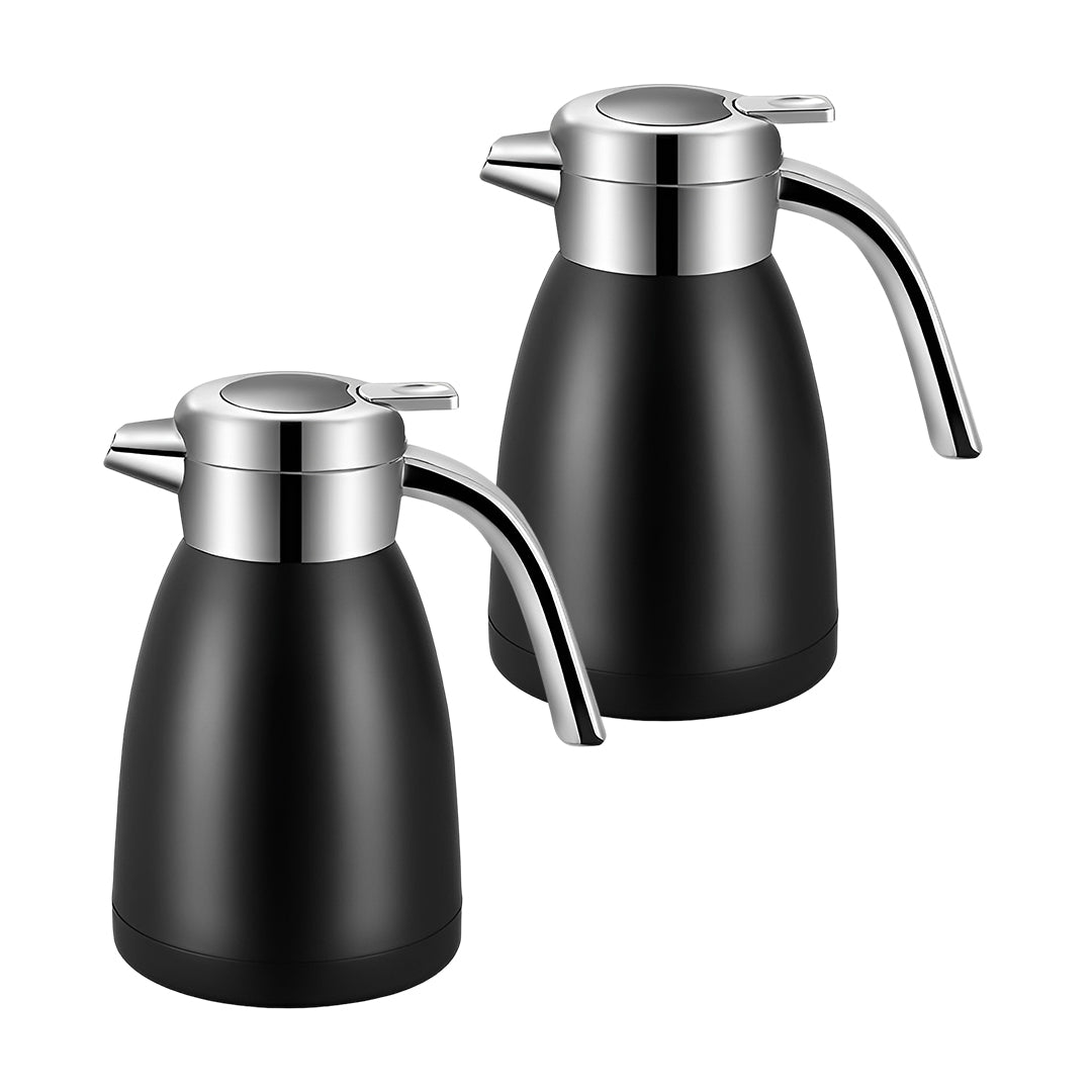 SOGA 2X 1.8L Stainless Steel Insulated Vacuum Flask Coffee Water Jug Thermal Black