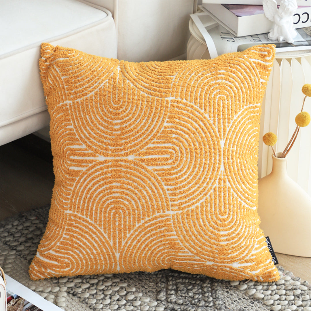 SOGA 2X 45cm Mustard Yellow Geometric Pillowcase