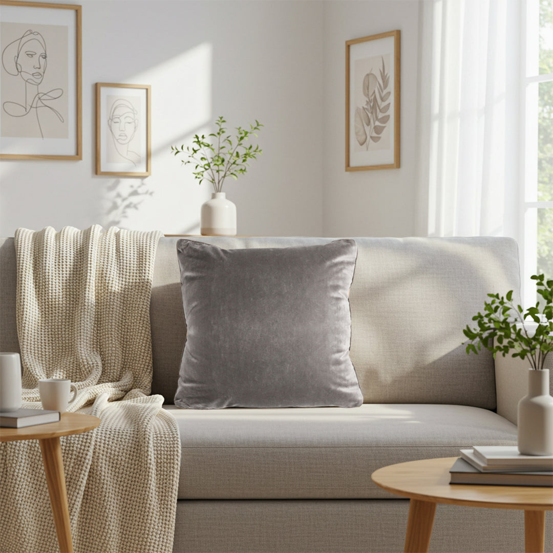 SOGA 45cm Velvet Pillowcase (Dove Gray)