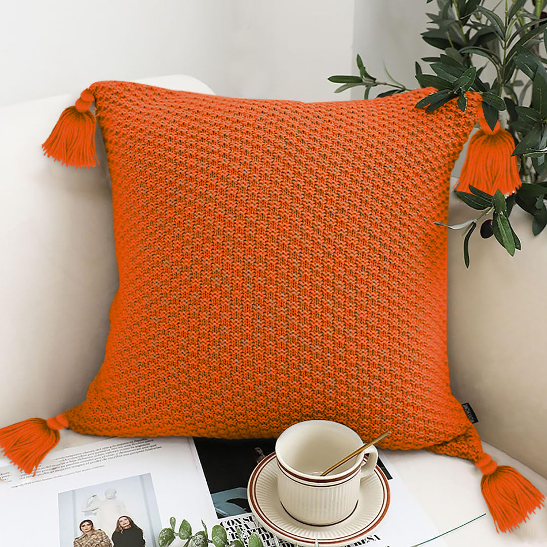 SOGA 50cm SOGA 50cm Chunky Knit Pillowcase (Coral Orange)
