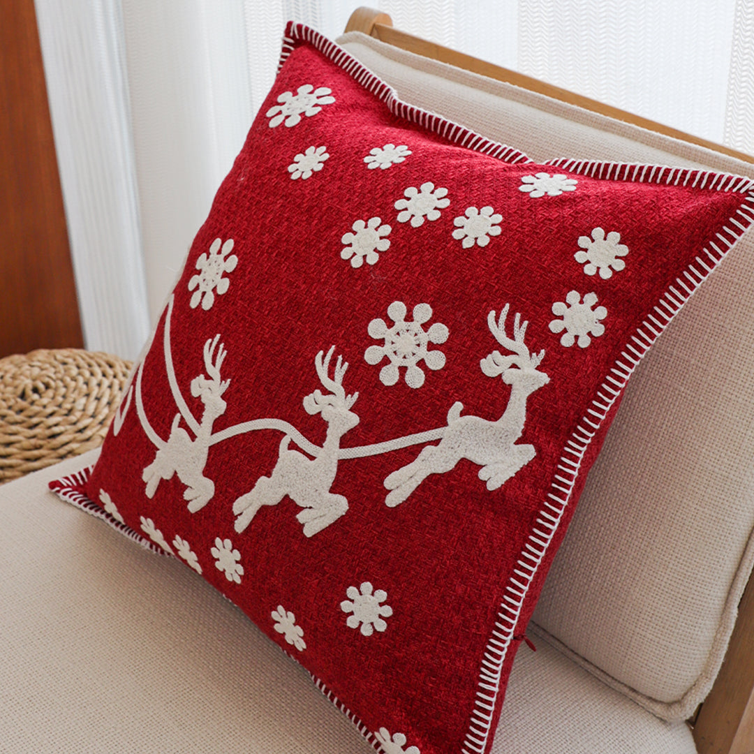 SOGA 45cm Festive Reindeer & Snowflake Christmas Pillowcase