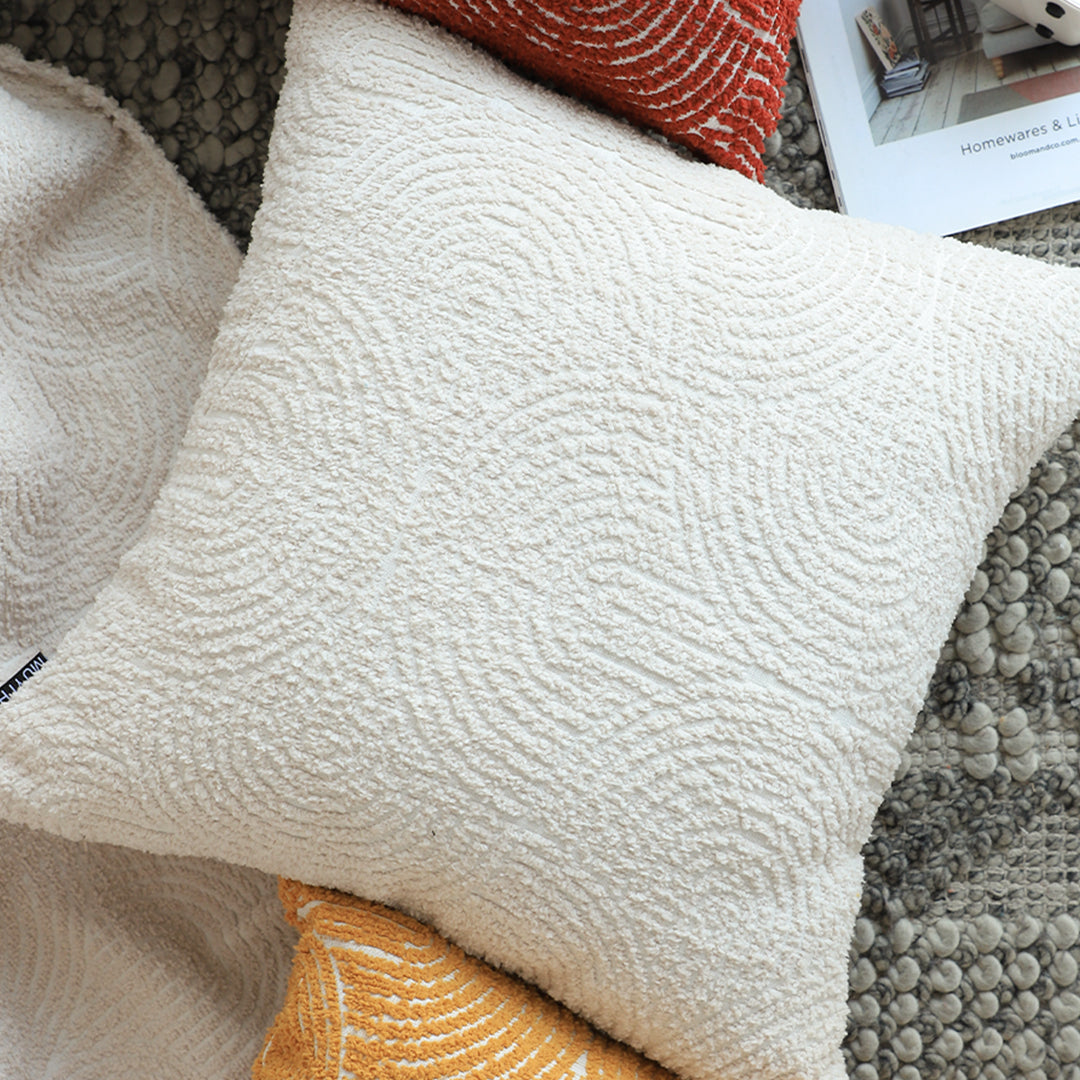 SOGA 45cm Beige Internet Celebrity 3D Arched Raised Pattern Pillowcase