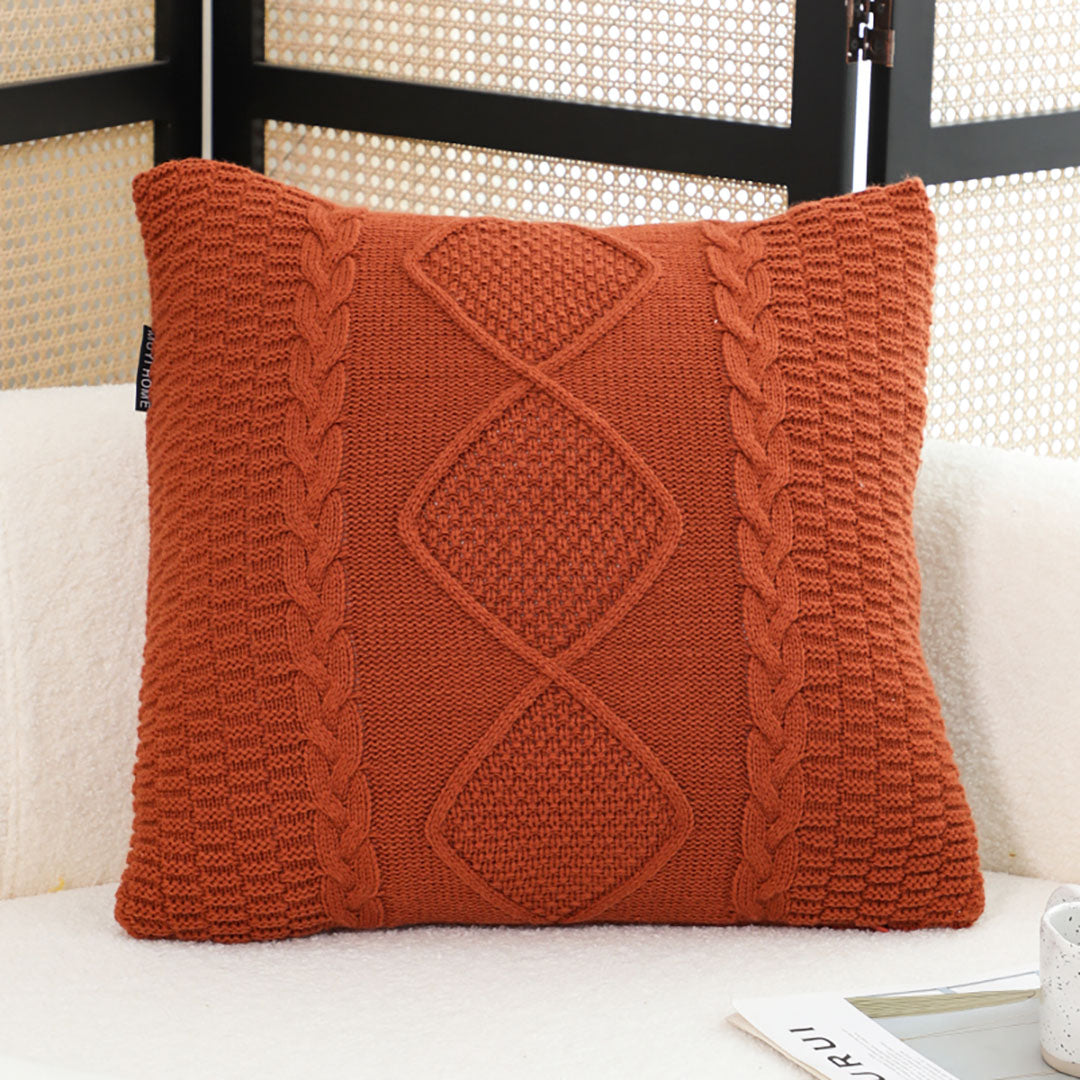 SOGA 2X 45cm Cable Knit Diamond Pillowcase