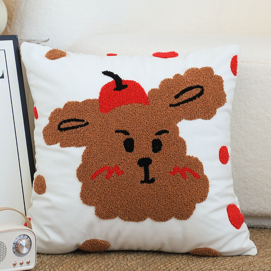 SOGA 45cm Sweet Cherry Bear Hug Decorative Pillowcase