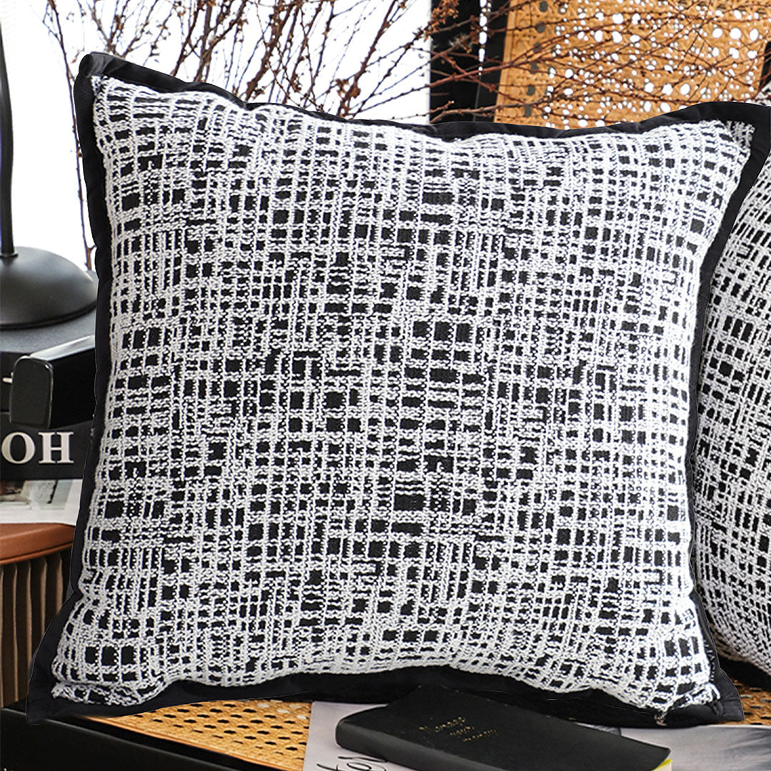 SOGA 45cm Abstract Grid Monochrome Pillowcase