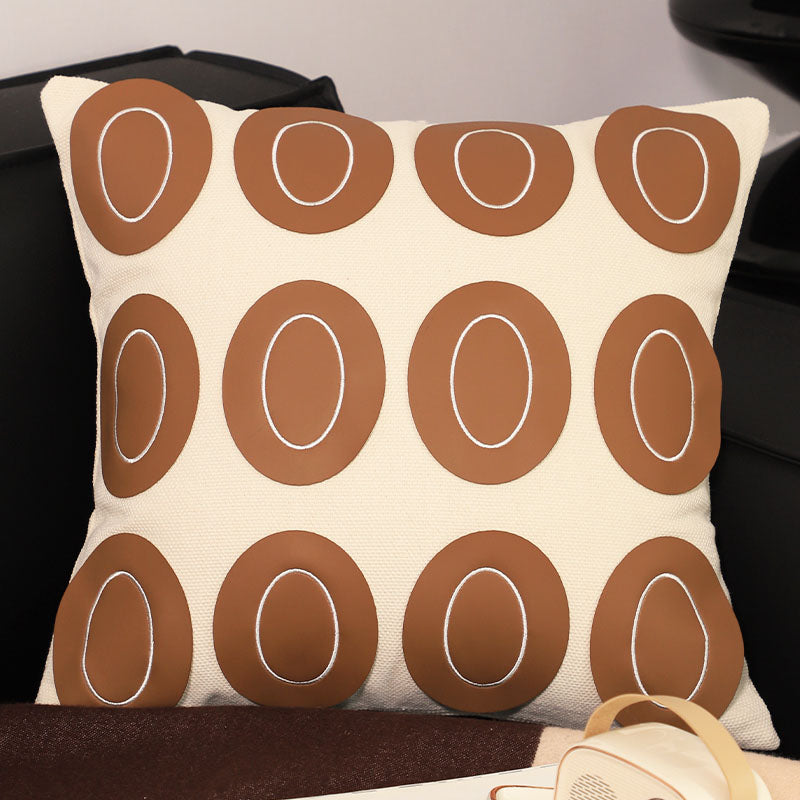 SOGA 2X 45cm Modern Cream Brown Oval Pattern Textured Pillowcase