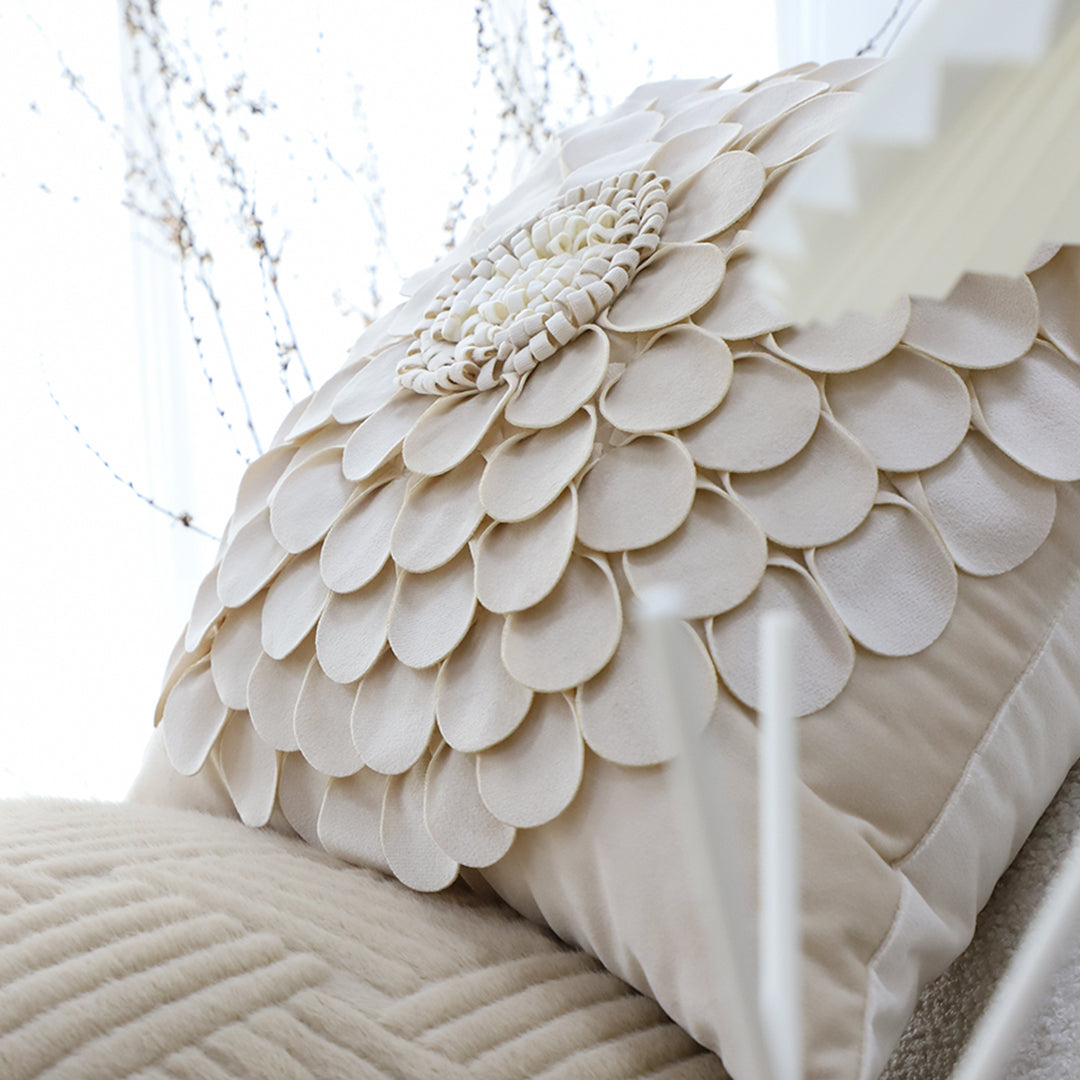 SOGA 45cm ""Luxurious Textured Flower Pillowcase