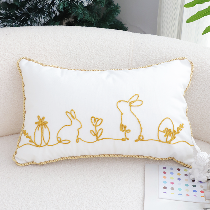 SOGA 30x50cm Elegant White Easter Embroidered Pillowcases
