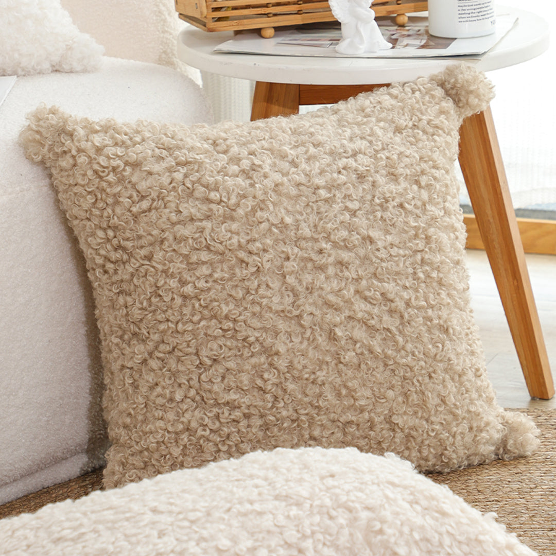 SOGA 2X 45cm Warm Beige Bouclé Comfort Pillowcase