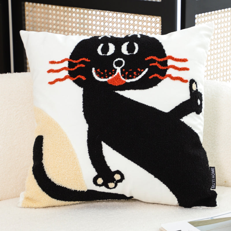 SOGA 2X 45cm Playful Black Cat Silhouette Pillowcase