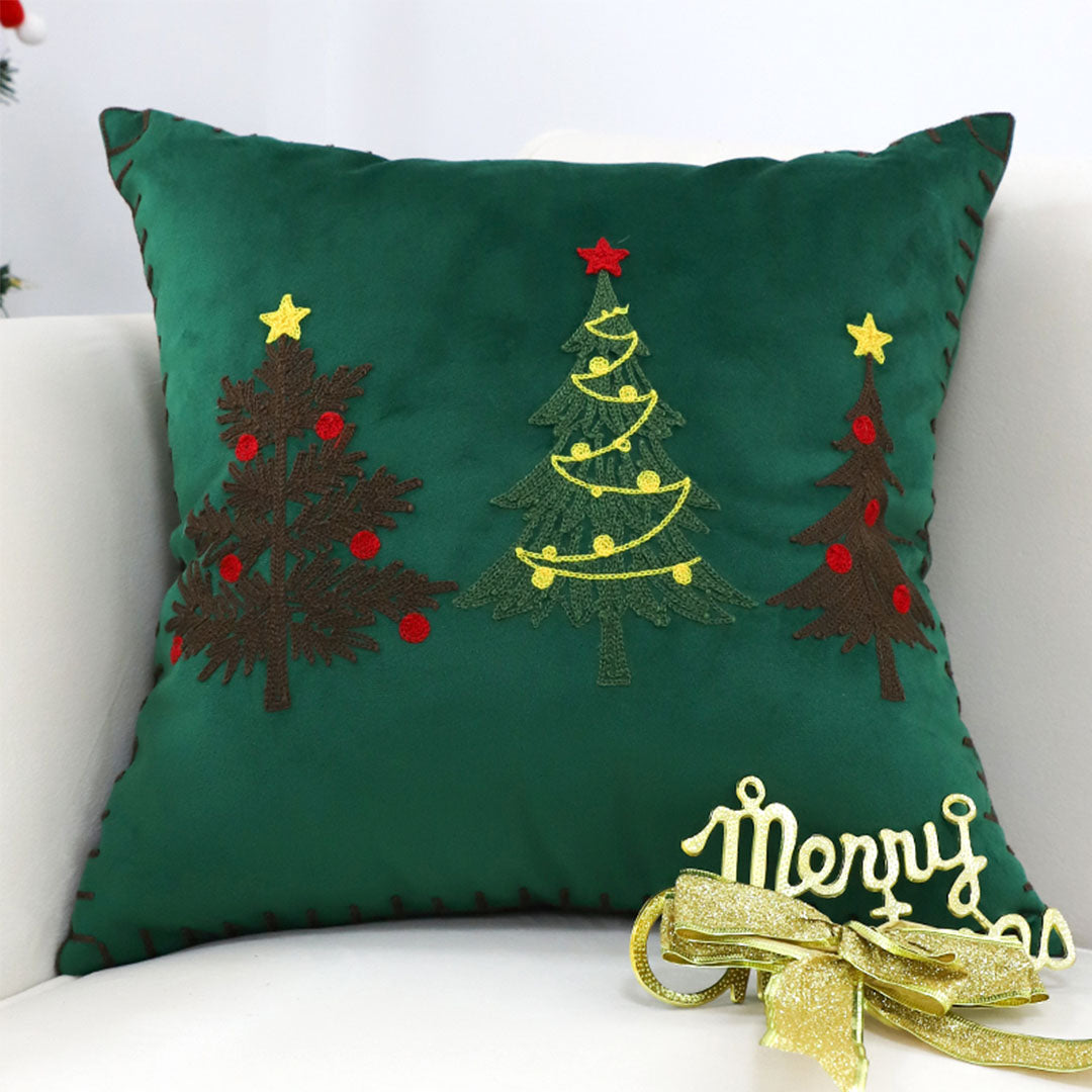 SOGA 2X 45cm Christmas Tree Trio Pillowcase (Green)