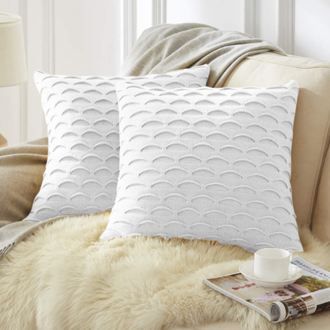 SOGA 45cm Scalloped Wave Pillowcase (Pure White)