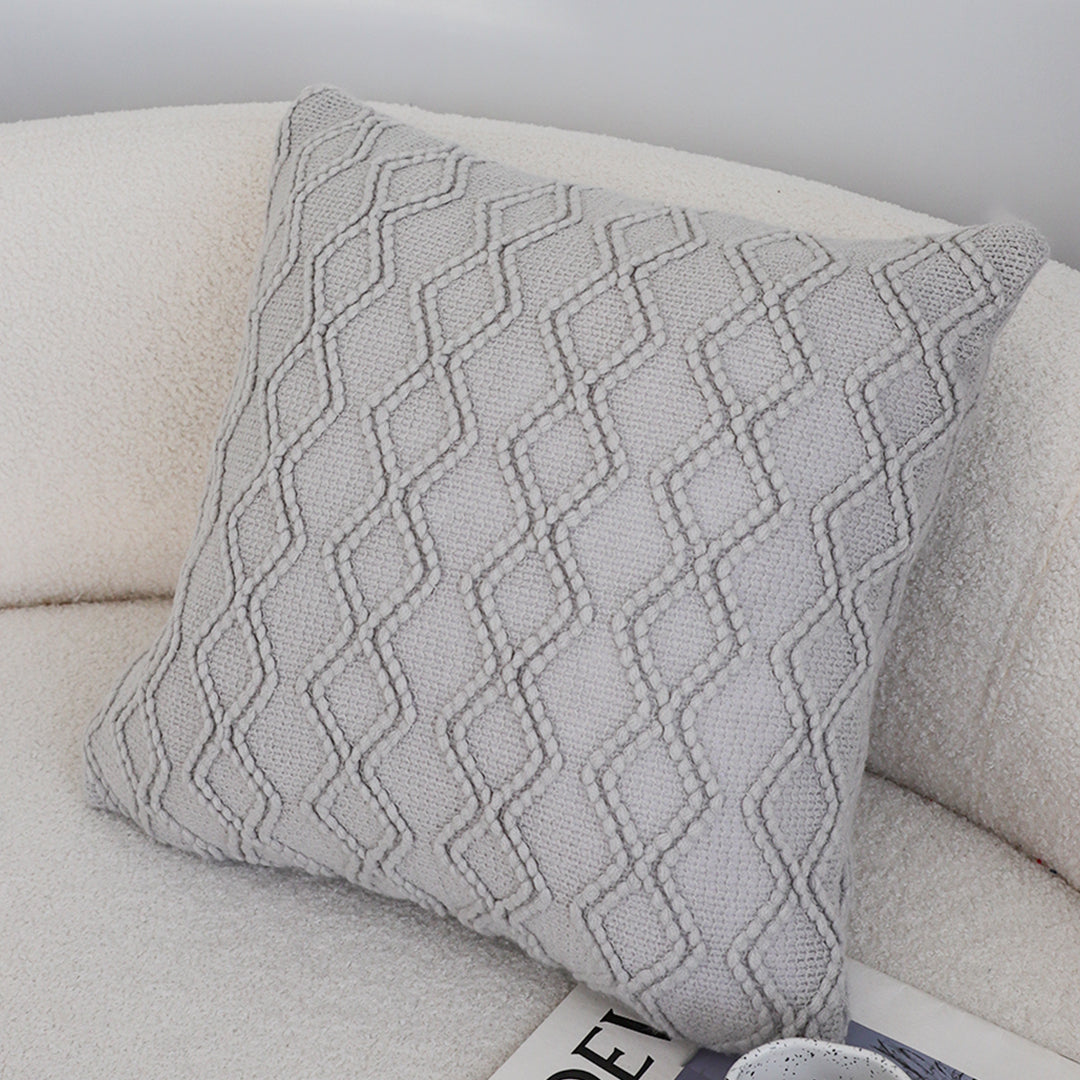 SOGA 45cm Light Gray Diamond Knit Pillowcase