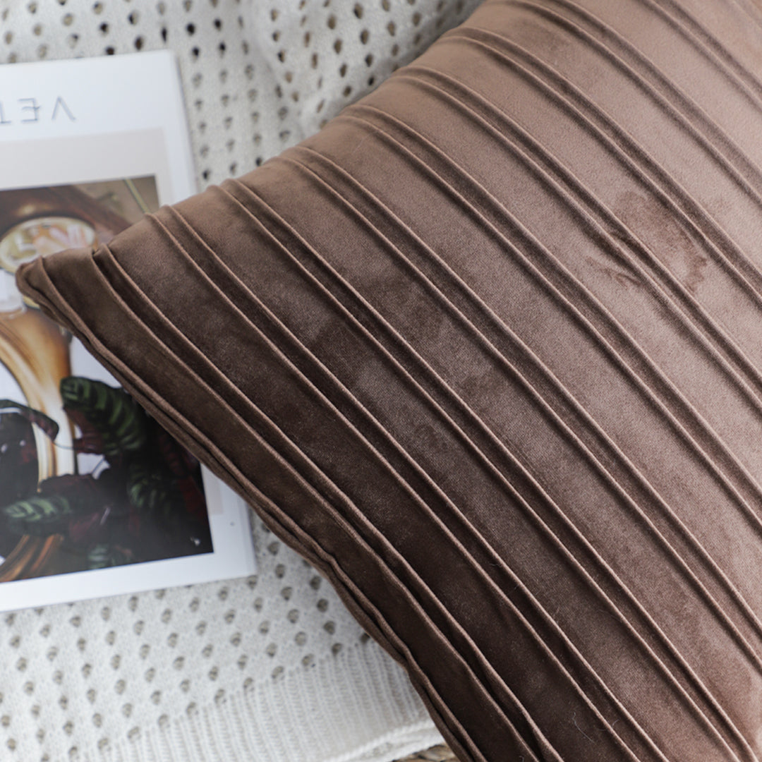 SOGA 2X 45cm Rust Leather-Look Pleated Pillowcase