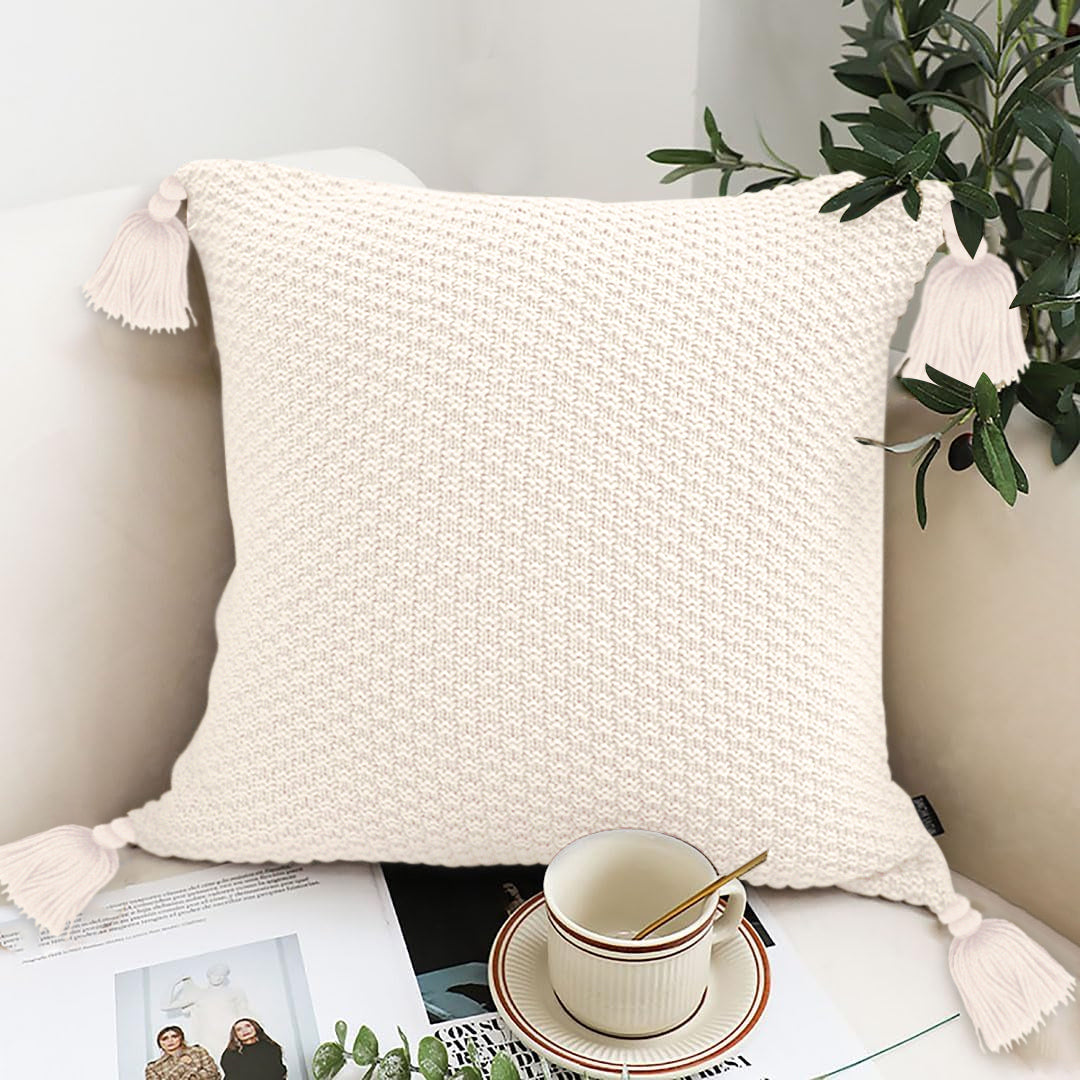 SOGA 50cmTextured Pillowcase (Cream White)