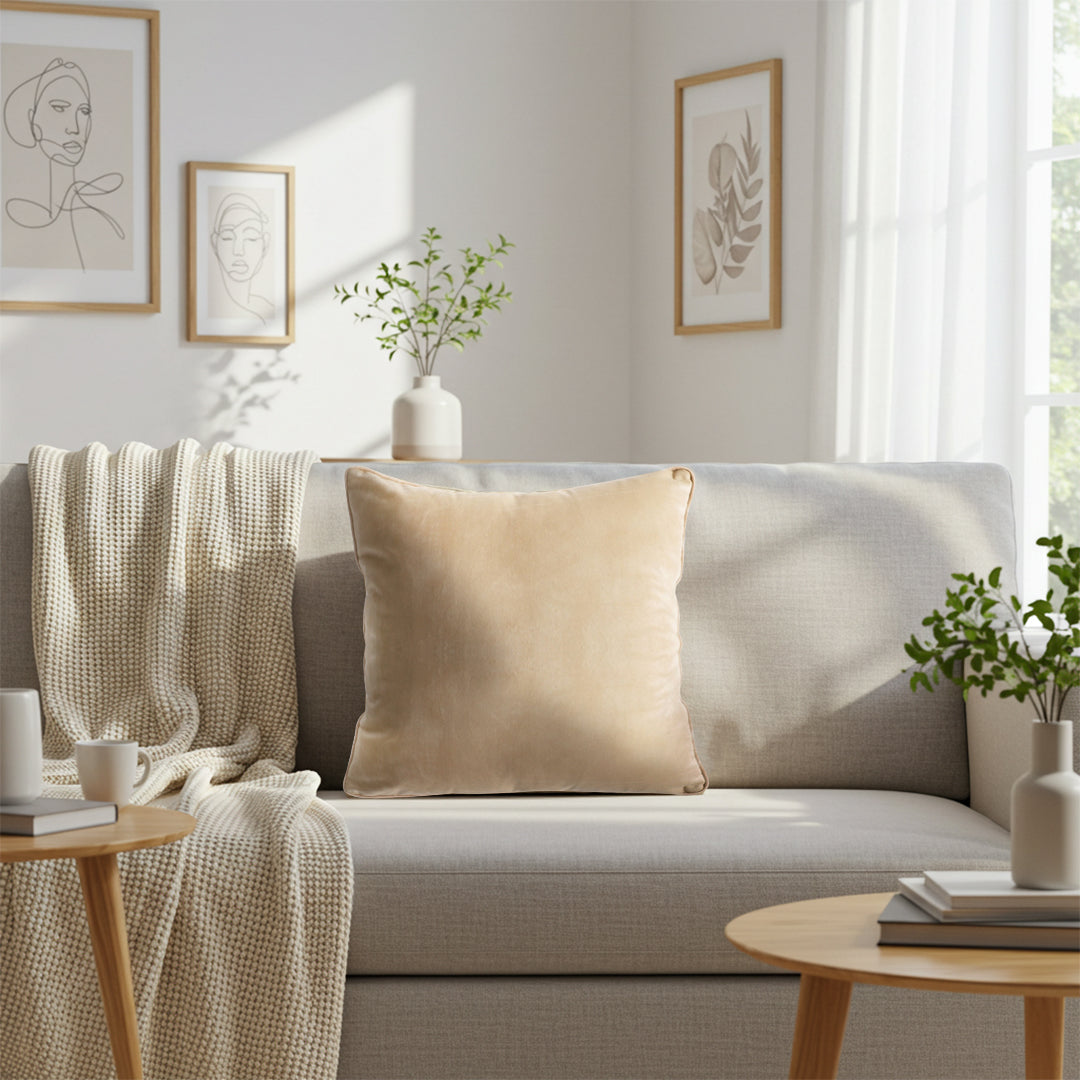 SOGA 45cm Velvet Pillowcase (Champagne Beige)
