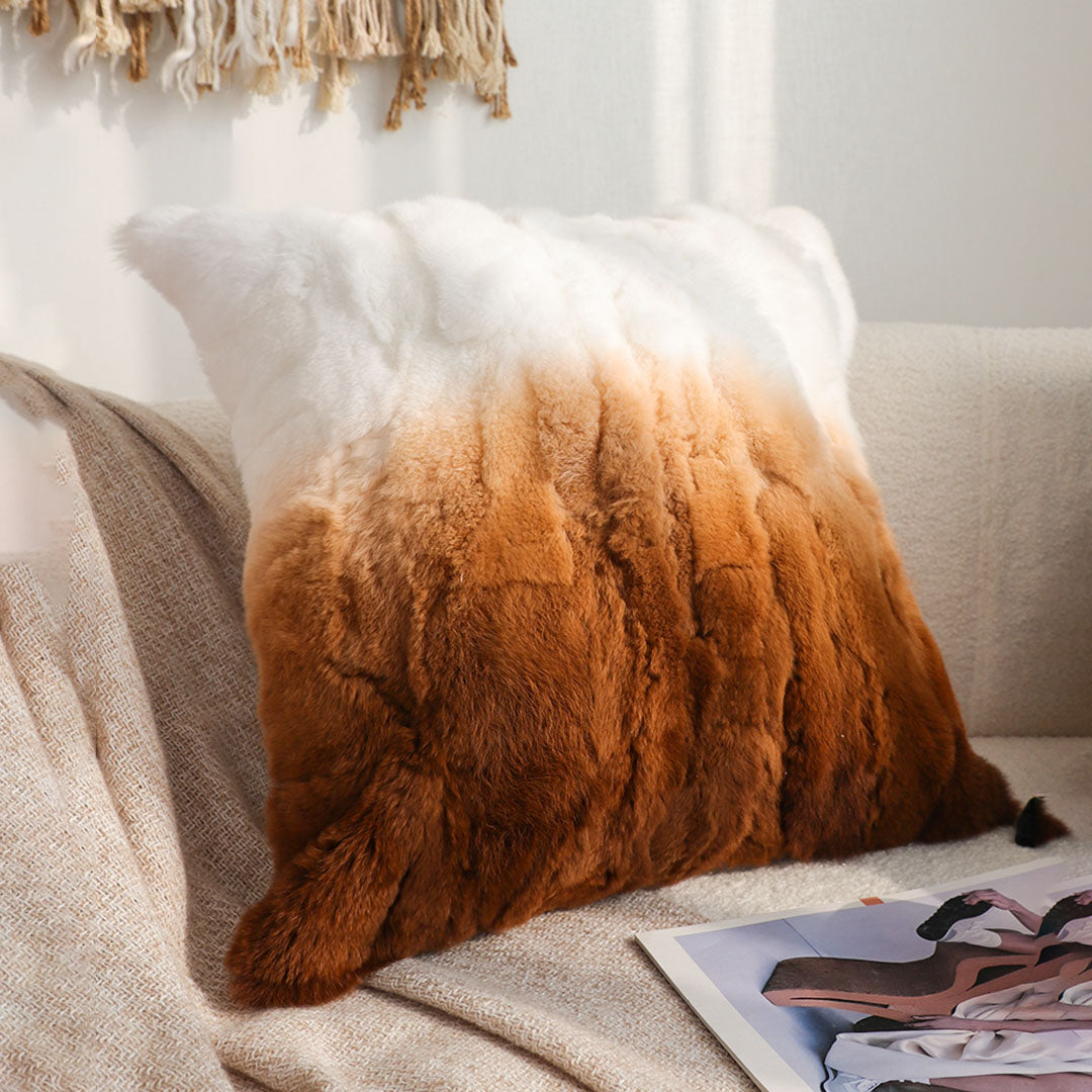 SOGA 45cm Luxury Gradient Faux Fur Pillowcase