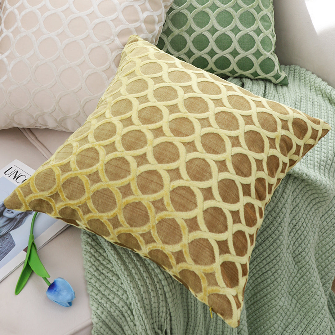 SOGA 45cm Geometric Lattice Pillowcase (Yellow)