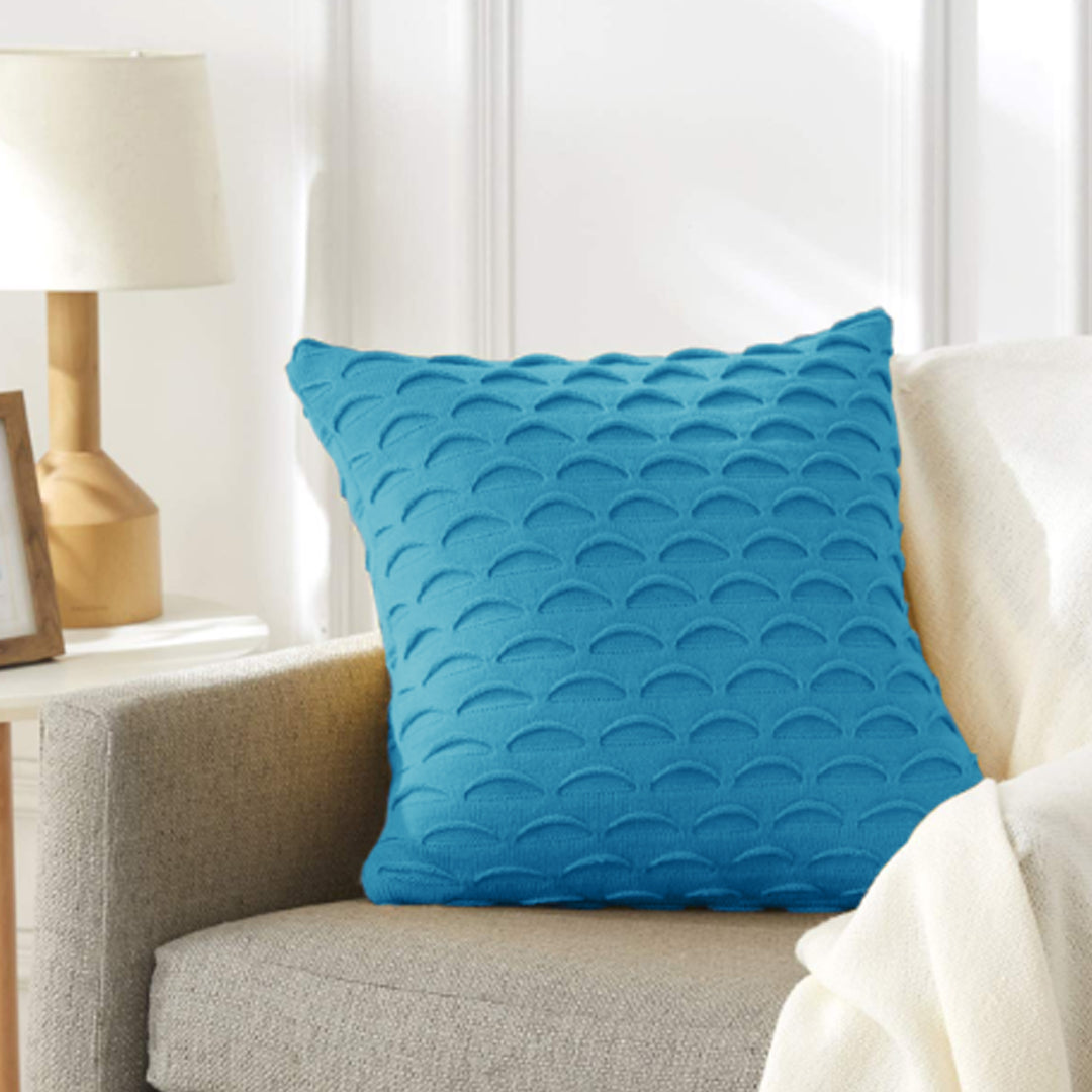 SOGA 45cm Scalloped Wave Pillowcase (Turquoise Blue)
