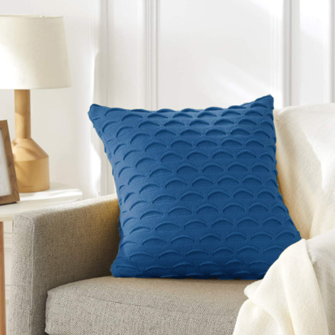 SOGA 45cm Scalloped Wave Pillowcase (Navy Blue)