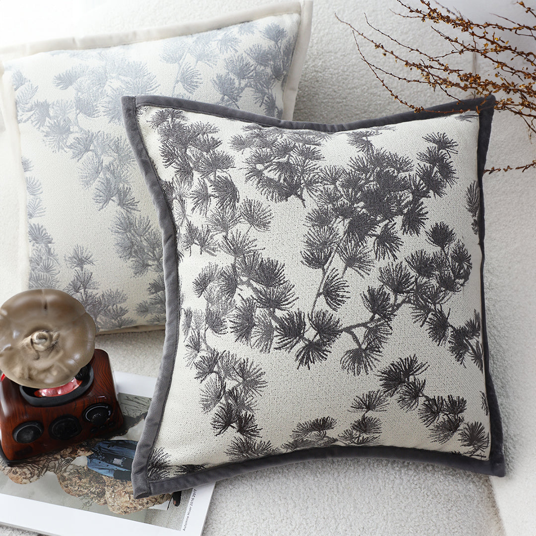 SOGA 45cm Dark Gray Floral Pillowcase