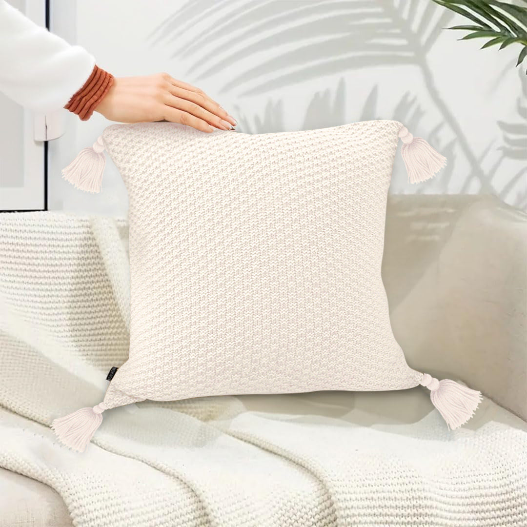 SOGA 50cmTextured Pillowcase (Cream White)