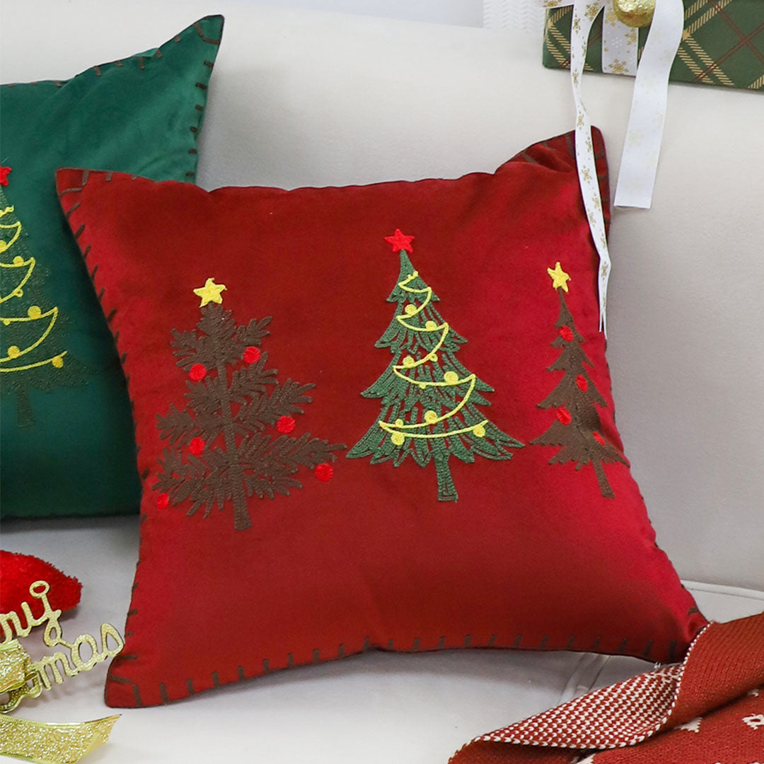 SOGA 45cm Christmas Tree Trio Pillowcase (Red)