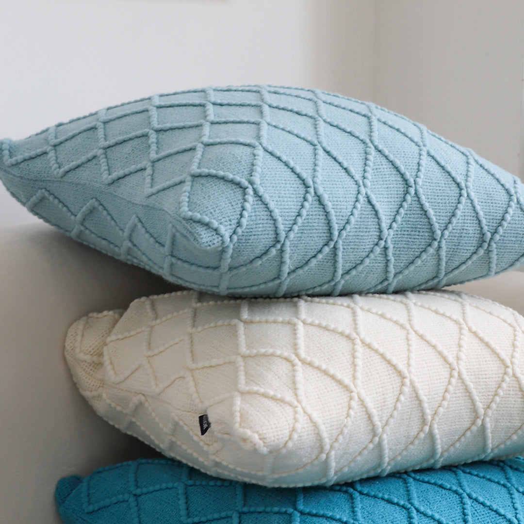SOGA 45cm Sky Blue Diamond Knit Pillowcase